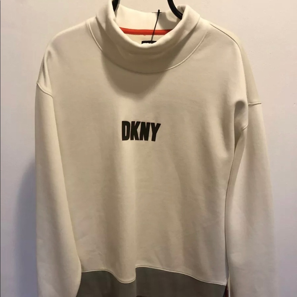 DKNY Men's Funnel Neck Logo Pullover